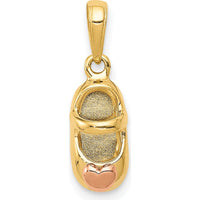 14K Two-Tone Gold Baby Shoe Charm with Rose Gold Heart - 20mm Length by Oro Pregiato