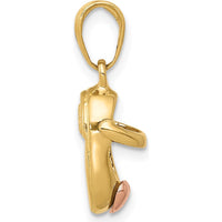 14K Two-Tone Gold Baby Shoe Charm with Rose Gold Heart - 20mm Length by Oro Pregiato
