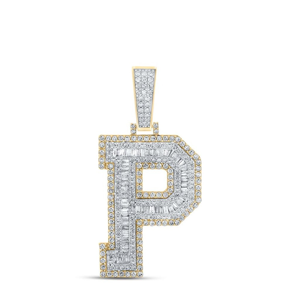 14K Two-Tone Gold Baguette Diamond Pendant - 1 and 7/8 Carat Total Diamond Weight