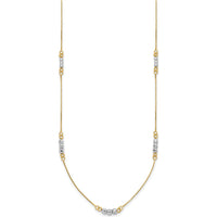 14K Two-Tone Gold Beaded 18" Station Necklace - Elegant Design with Mirror-Finished Beads by 0