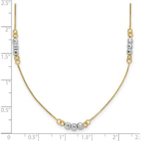 14K Two-Tone Gold Beaded 18" Station Necklace - Elegant Design with Mirror-Finished Beads by 0