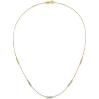 14K Two-Tone Gold Beaded 18" Station Necklace - Elegant Design with Mirror-Finished Beads by 0