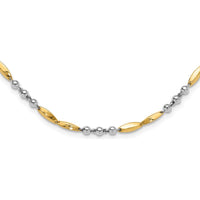 14K Two-Tone Gold Beaded and Oval Bar 18" Necklace by 0