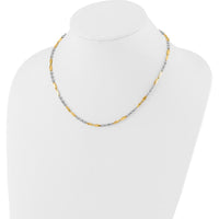 14K Two-Tone Gold Beaded and Oval Bar 18" Necklace by 0