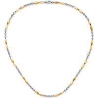14K Two-Tone Gold Beaded and Oval Bar 18" Necklace by 0
