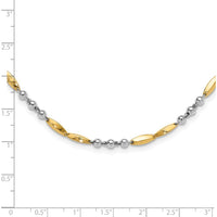 14K Two-Tone Gold Beaded and Oval Bar 18" Necklace by 0