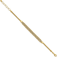 14K Two-Tone Gold Beaded Bracelet with Diamond-Cut Texture and Lobster Clasp - 7.5" Length by 0