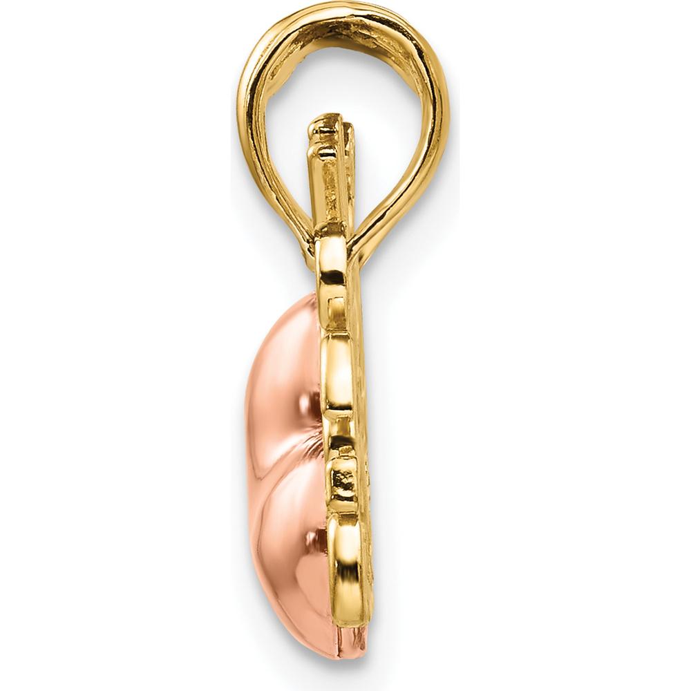 14K Two-Tone Gold BIG SIS-LIL SIS Break-Apart Heart Pendant with Rhodium Accents by Oro Pregiato