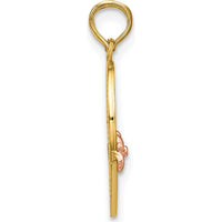 14K Two-Tone Gold BIG SIS-LIL SIS Break-Apart Heart Pendant with Rose Gold Flowers by Oro Pregiato