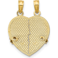 14K Two-Tone Gold BIG SIS-LIL SIS Break-Apart Heart Pendant with Rose Gold Flowers by Oro Pregiato