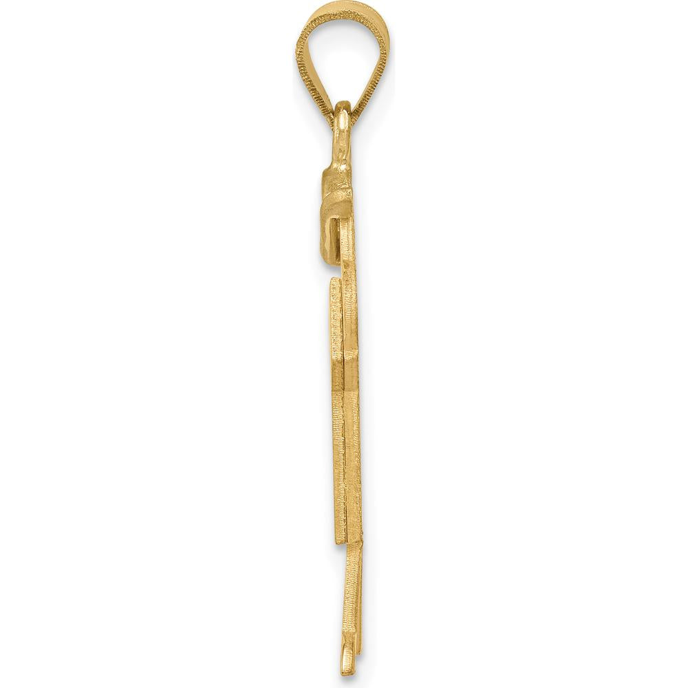 14K Two-Tone Gold Boy Charm Pendant with Hat - Engravable, 30mm Length by Oro Pregiato