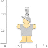 14K Two-Tone Gold Boy Charm with Hat - Engravable Kids Pendant by Oro Pregiato
