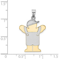 14K Two-Tone Gold Boy in Overalls with Hat Pendant featuring 2 Round Diamonds - 0.03 Carat Total Diamond Weight by Oro Pregiato