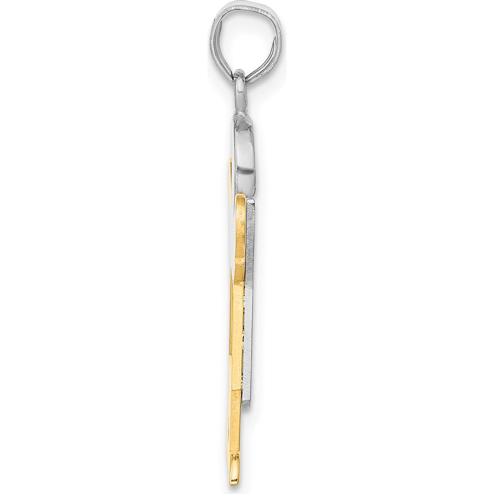 14K Two-Tone Gold Boy in Overalls with Hat Pendant - Playful Themed Charm by Oro Pregiato