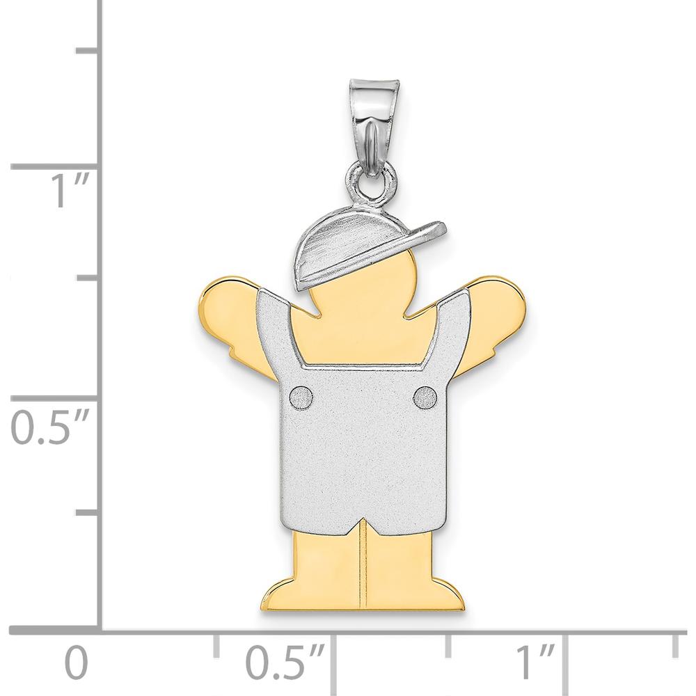 14K Two-Tone Gold Boy in Overalls with Hat Pendant - Playful Themed Charm by Oro Pregiato