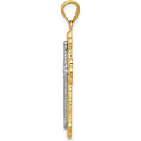 14K Two-Tone Gold Budded Cross Pendant - 26mm Length x 18mm Width by Oro Pregiato