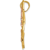 14K Two-Tone Gold Butterfly Pendant with Diamond-Cut Design - 34mm Length, 33mm Width by Oro Pregiato