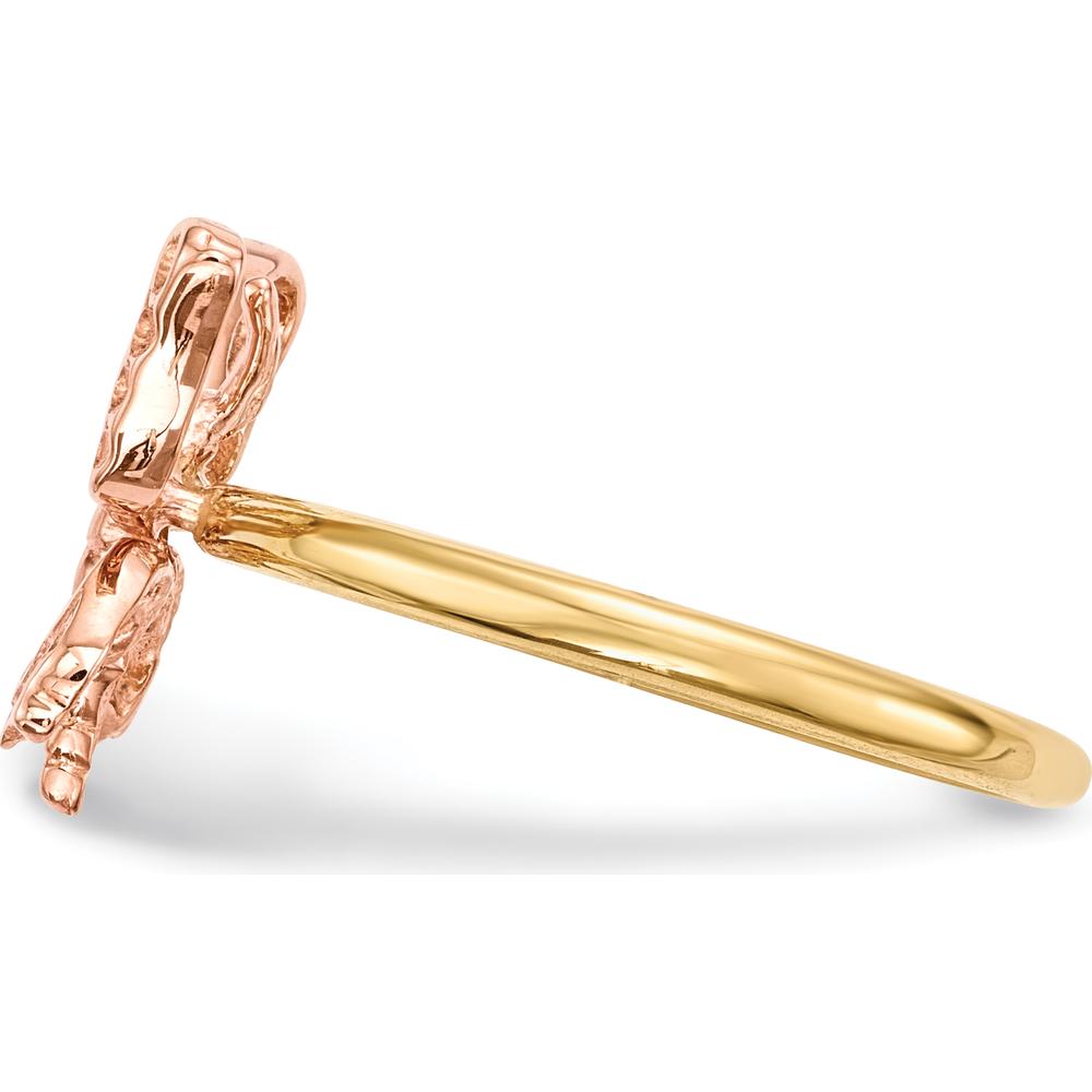 14K Two-Tone Gold Butterfly Ring with Polished Finish by 0