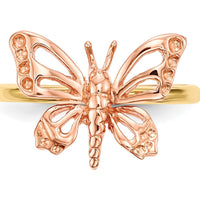 14K Two-Tone Gold Butterfly Ring with Polished Finish by 0