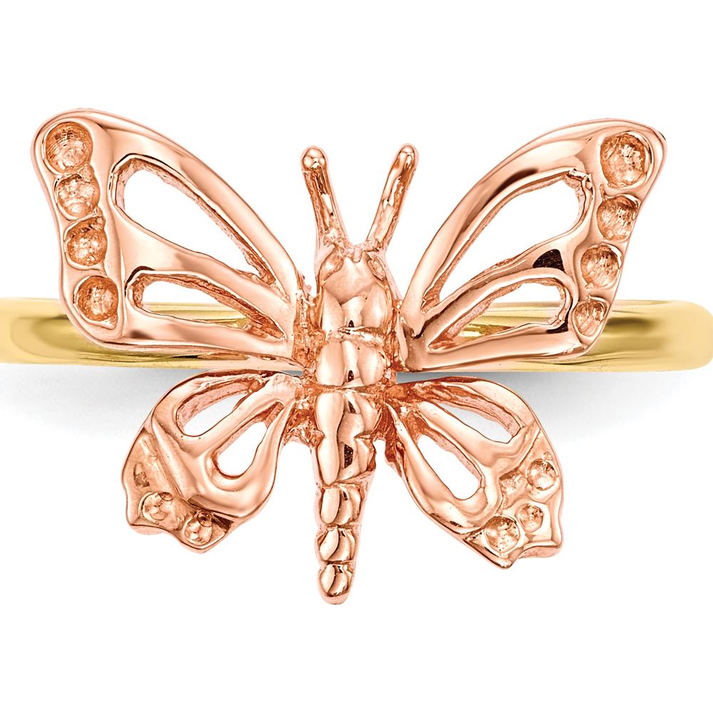14K Two-Tone Gold Butterfly Ring with Polished Finish by 0