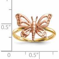 14K Two-Tone Gold Butterfly Ring with Polished Finish by 0