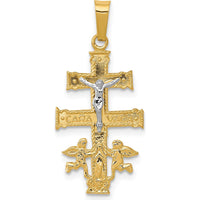 14K Two-Tone Gold Cara Vaca Crucifix Pendant - 28mm Length by Oro Pregiato