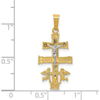 14K Two-Tone Gold Cara Vaca Crucifix Pendant - 28mm Length by Oro Pregiato