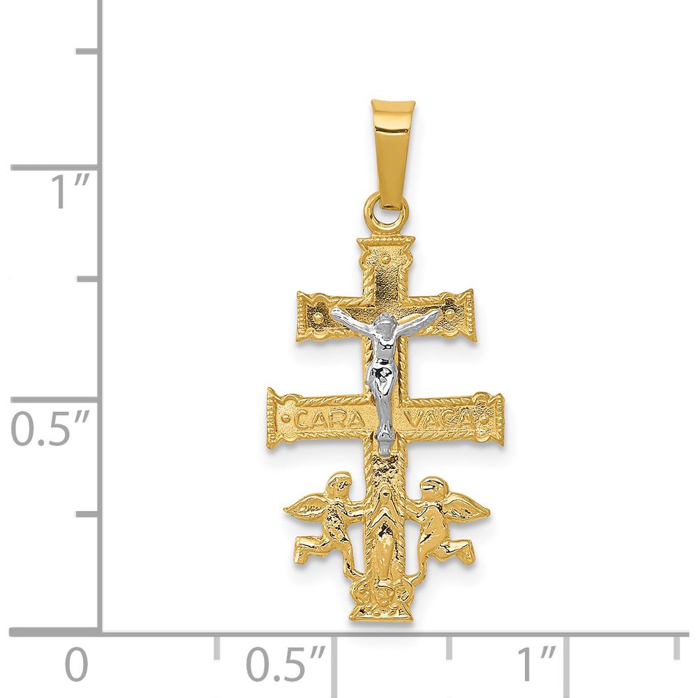 14K Two-Tone Gold Cara Vaca Crucifix Pendant - 28mm Length by Oro Pregiato