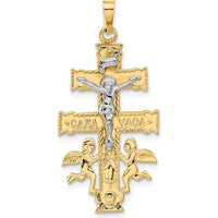 14K Two-Tone Gold Cara Vaca Crucifix Pendant - 38mm x 19mm by Oro Pregiato