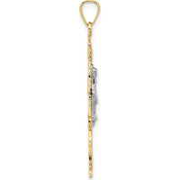 14K Two-Tone Gold Cara Vaca Crucifix Pendant - 38mm x 19mm by Oro Pregiato