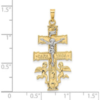 14K Two-Tone Gold Cara Vaca Crucifix Pendant - 38mm x 19mm by Oro Pregiato