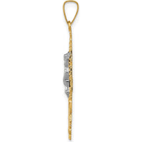 14K Two-Tone Gold Cara Vaca Crucifix Pendant with Angelic Detail by Oro Pregiato