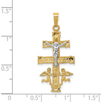 14K Two-Tone Gold Cara Vaca Crucifix Pendant with Angelic Detail by Oro Pregiato