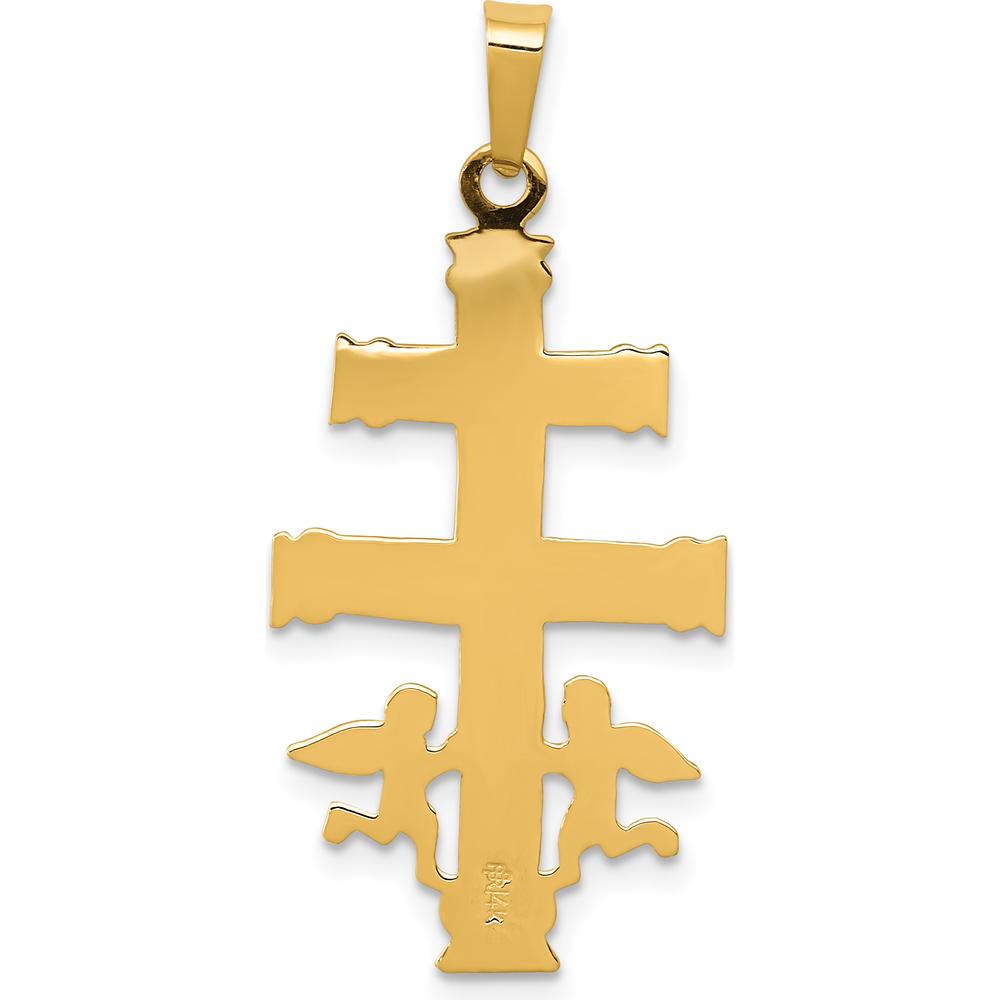 14K Two-Tone Gold Cara Vaca Crucifix Pendant with Angelic Detail by Oro Pregiato