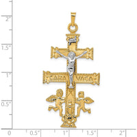 14K Two-Tone Gold Cara Vaca Crucifix Pendant with Cherub Design by Oro Pregiato