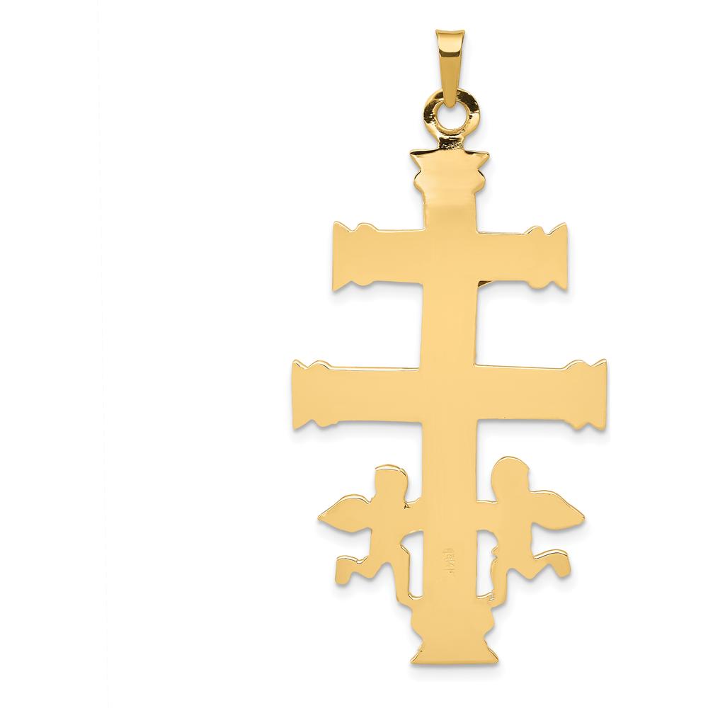 14K Two-Tone Gold Cara Vaca Crucifix Pendant with Cherub Design by Oro Pregiato