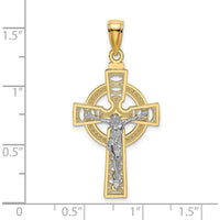 14K Two-Tone Gold Celtic Cross with Eternity Circle Charm Pendant - Polished Finish by Oro Pregiato