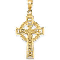 14K Two-Tone Gold Celtic Cross with Eternity Circle Charm Pendant - Polished Finish by Oro Pregiato