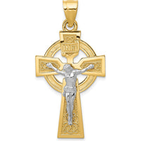 14K Two-Tone Gold Celtic INRI Crucifix Pendant - 35mm Length by Oro Pregiato