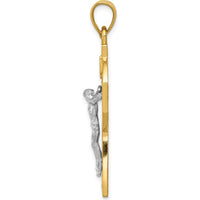 14K Two-Tone Gold Celtic INRI Crucifix Pendant - 35mm Length by Oro Pregiato