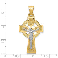 14K Two-Tone Gold Celtic INRI Crucifix Pendant - 35mm Length by Oro Pregiato