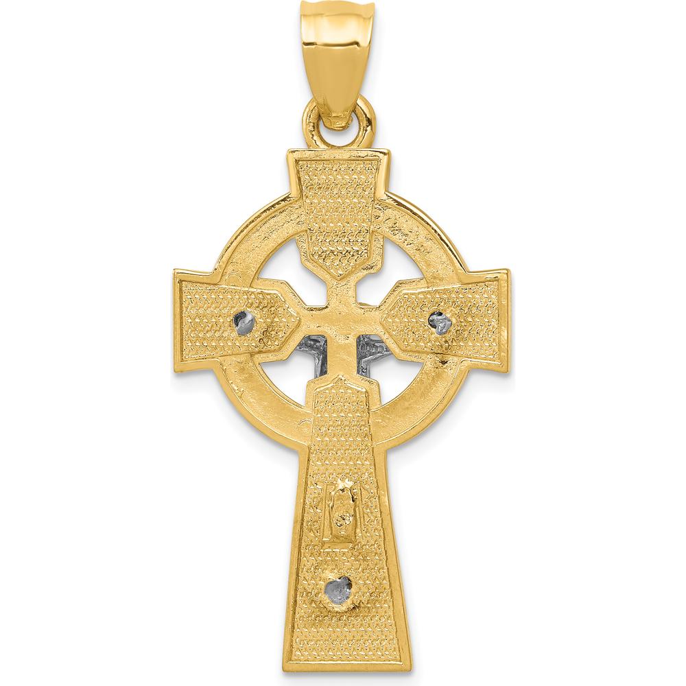 14K Two-Tone Gold Celtic INRI Crucifix Pendant - 35mm Length by Oro Pregiato