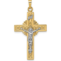 14K Two-Tone Gold Celtic INRI Crucifix Pendant - Polished Solid Design by Oro Pregiato