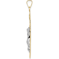 14K Two-Tone Gold Celtic INRI Crucifix Pendant - Polished Solid Design by Oro Pregiato