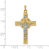 14K Two-Tone Gold Celtic INRI Crucifix Pendant - Polished Solid Design by Oro Pregiato