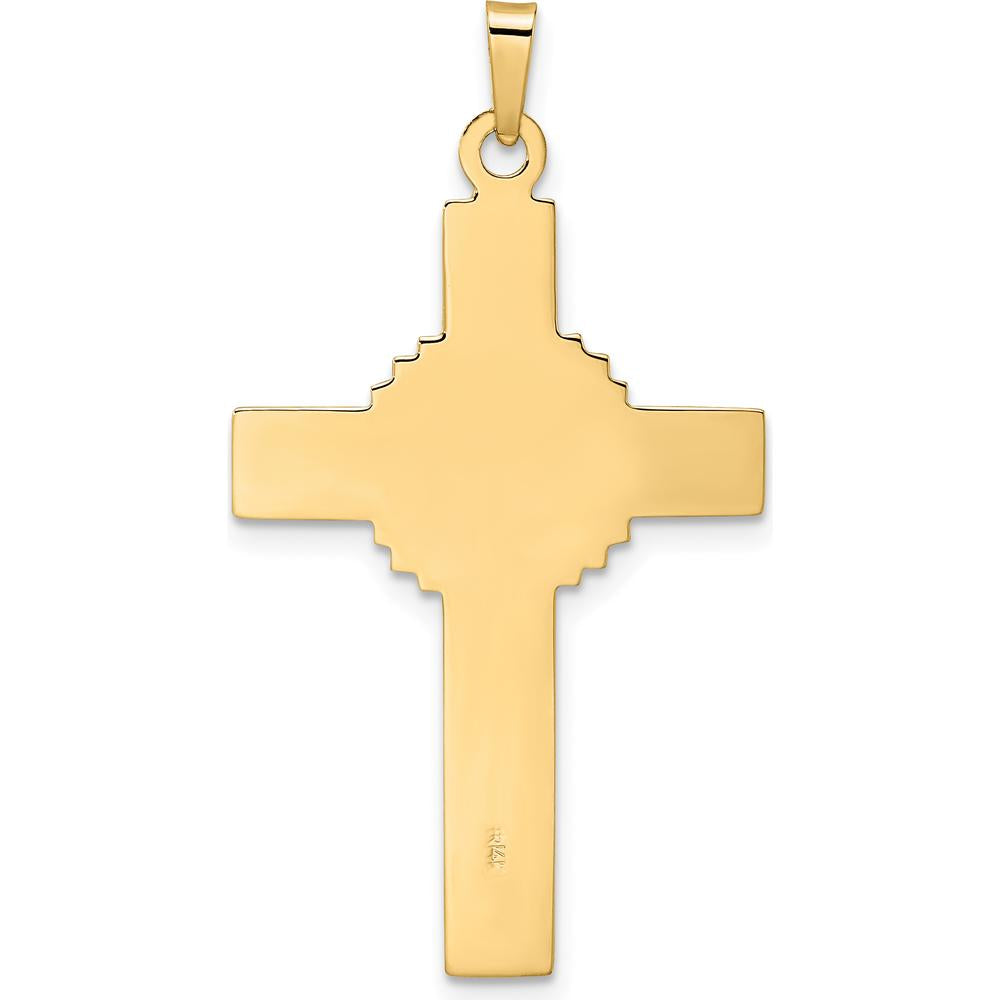 14K Two-Tone Gold Celtic INRI Crucifix Pendant - Polished Solid Design by Oro Pregiato