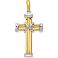 14K Two-Tone Gold Center-X Latin Cross Pendant - 40mm by Oro Pregiato