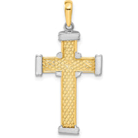 14K Two-Tone Gold Center-X Latin Cross Pendant - 40mm by Oro Pregiato