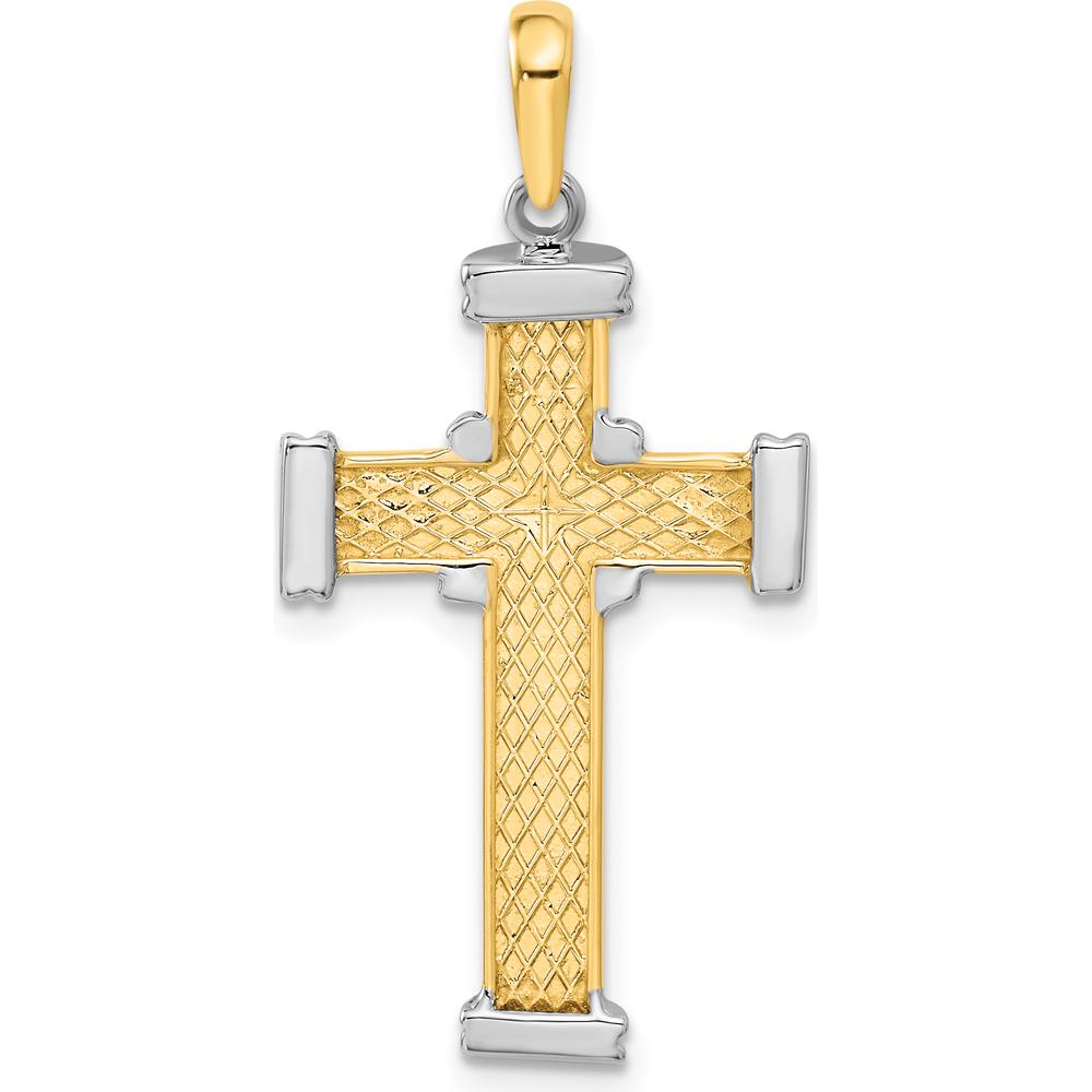14K Two-Tone Gold Center-X Latin Cross Pendant - 40mm by Oro Pregiato