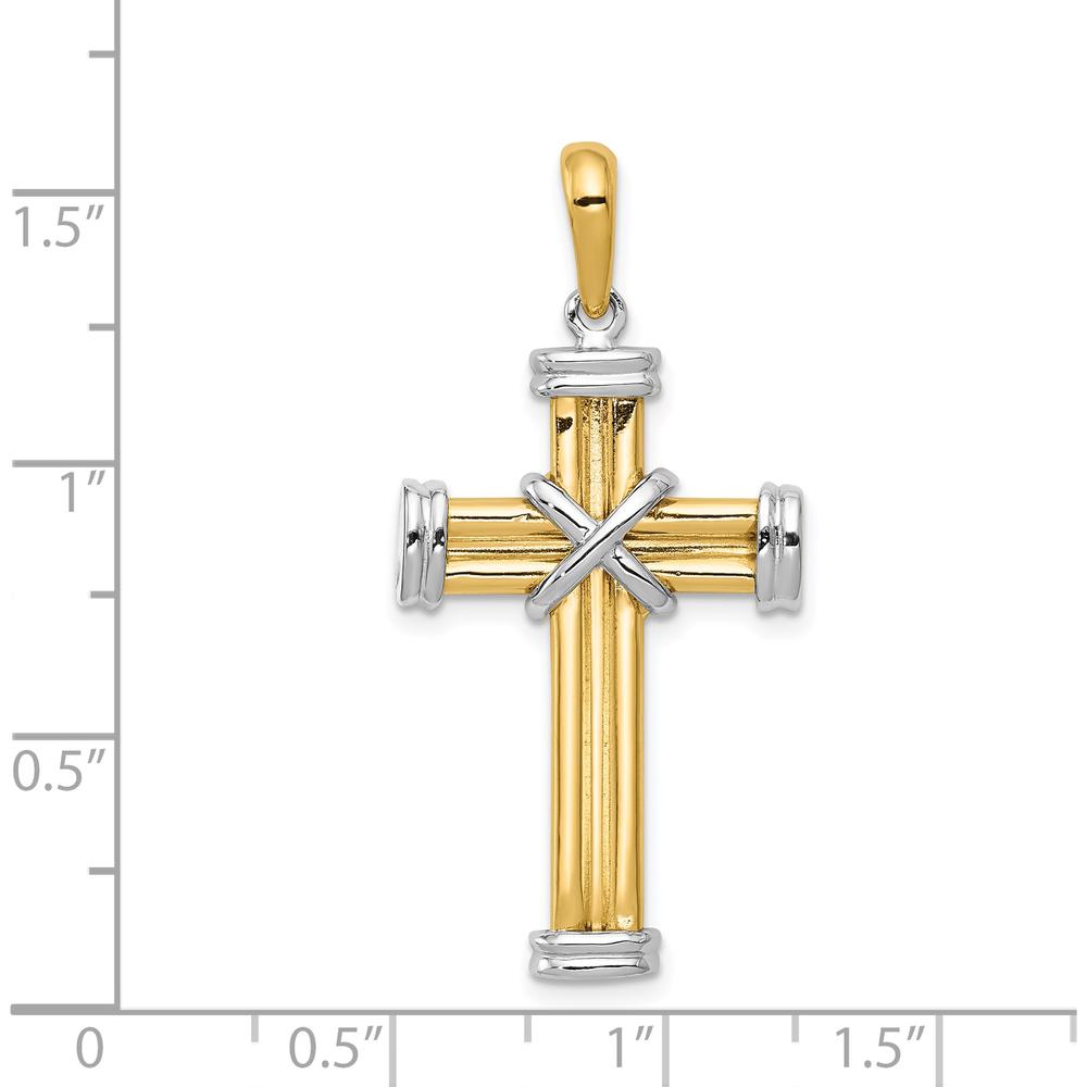14K Two-Tone Gold Center-X Latin Cross Pendant - 40mm by Oro Pregiato
